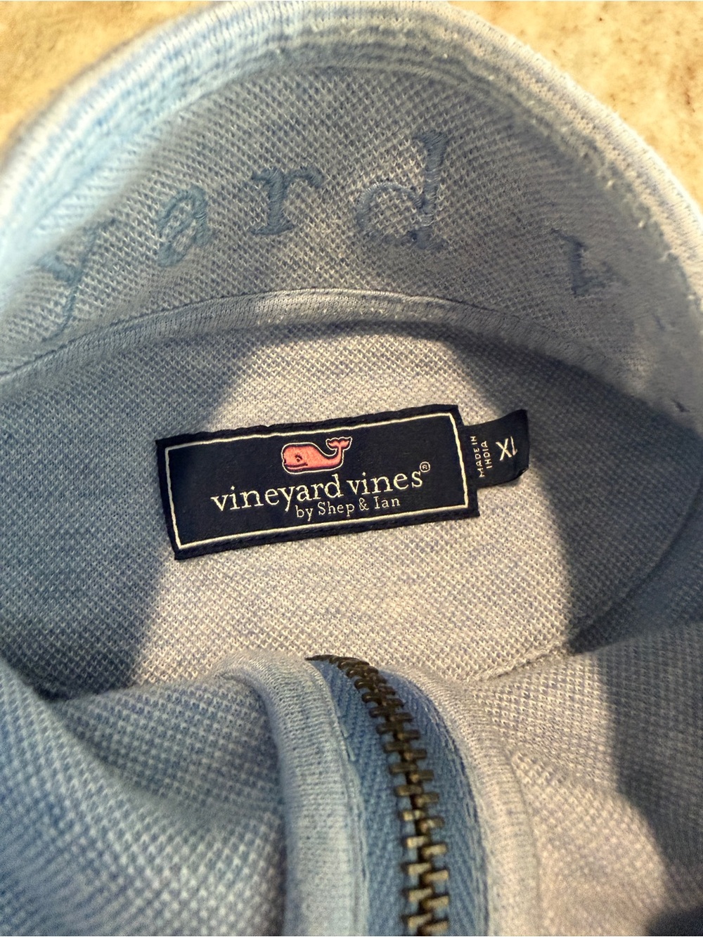 Vineyard Vines Men’s Pale Blue Half-Zip Pullover - Picture 2 of 5